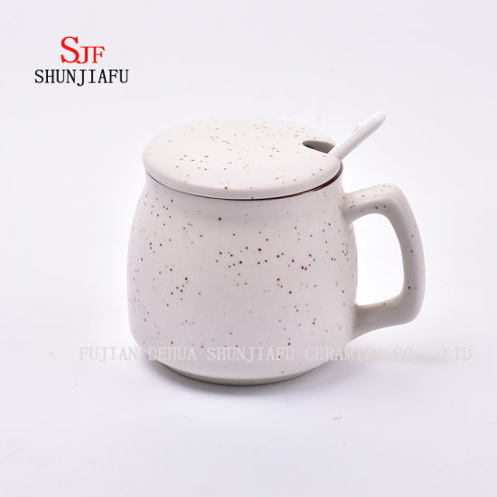 Taza creativa de cerámica con tapa. Desayuno Coffee Cup