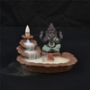 Sostenedores de palo verde Ganesha reflujo quemador de incienso Elefante dios emblema Auspicioso y florero de vidrio Éxito Censero de cono de cerámica Decoración para el hogar