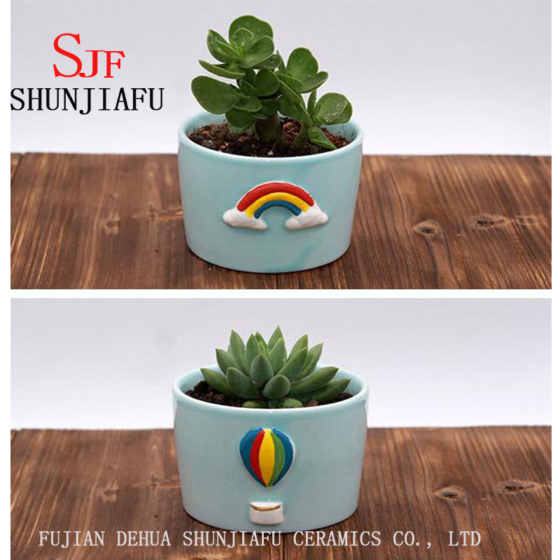 Maceta de cer&aacute;mica para plantas suculentas de cactus peque&ntilde;o (Rainbow)