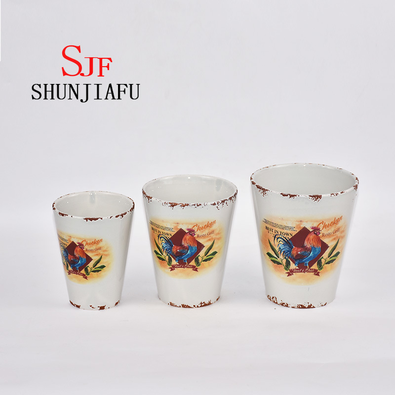 Maceta de calabaza de la planta de cer&aacute;mica decorativa vintage de 3 tama&ntilde;os