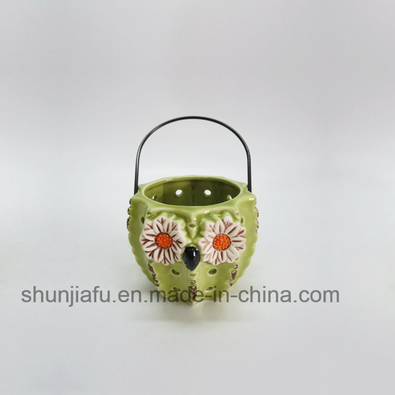 Decoraci&oacute;n Cer&aacute;mica Florero Tipo Cactus Verde