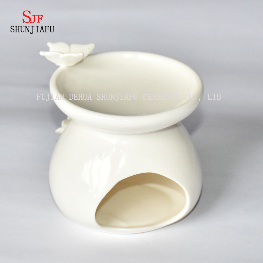 L&aacute;mpara arom&aacute;tica Calentador de aceite de cer&aacute;mica blanca Portacandelitas