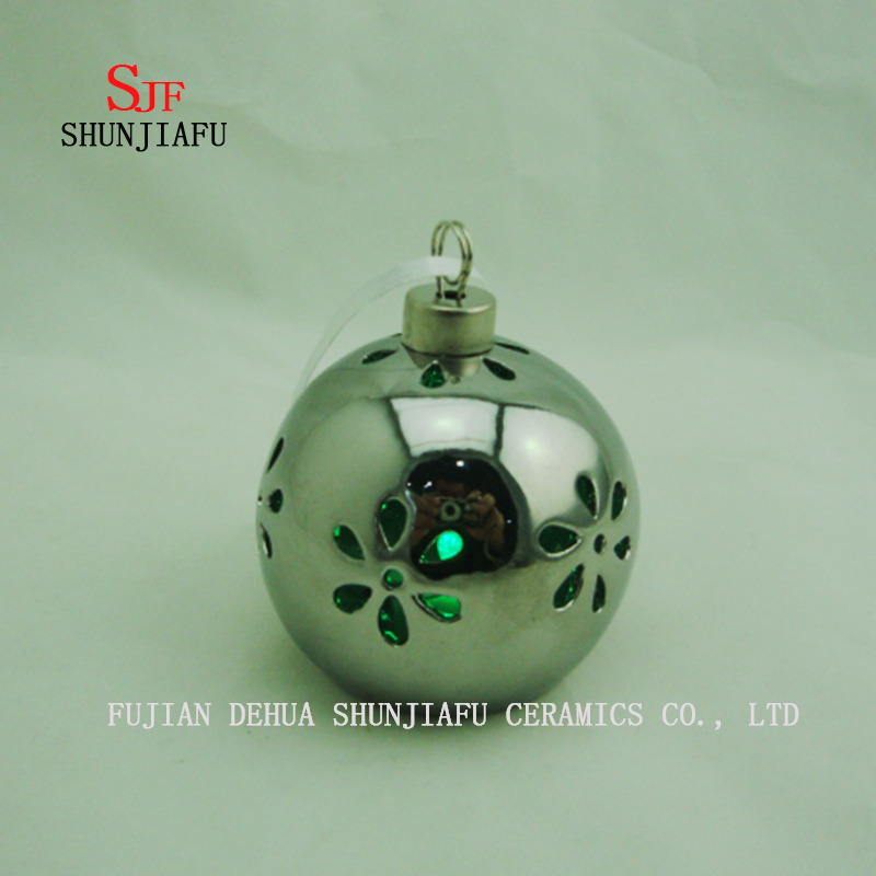 Candelero de cer&aacute;mica esf&eacute;rico galvanizado, candelabro de vela de porcelana / D