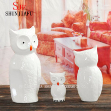3 PCS / Set Creative White Ceramic Owl Decorativos adornos decorativos para el hogar