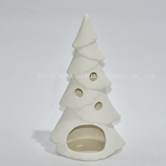 Candelero de cerámica blanco del árbol de navidad / regalo de Navidad / regalo de Navidad