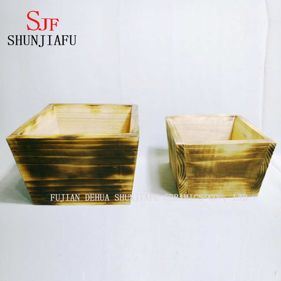 Maceta de madera creativa Peque&ntilde;as macetas de madera para plantas suculentas