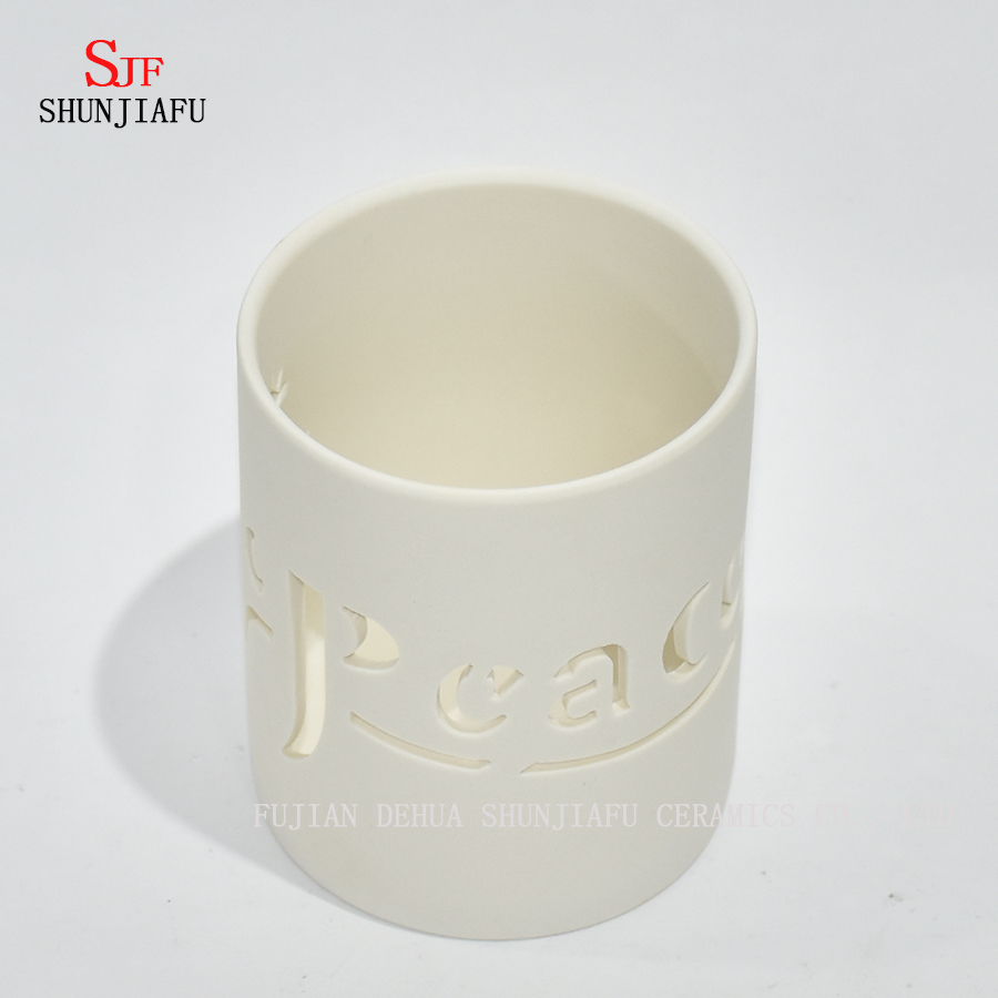 Candelabro de candelabro de cer&aacute;mica Candelero para luces de t&eacute; tallado por m&aacute;quina / a