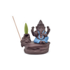 Creative Home Decor The Blue Ceramic Ganesha / Ceramic Ganesha Statue Censer Backflow Incense Burner - azul