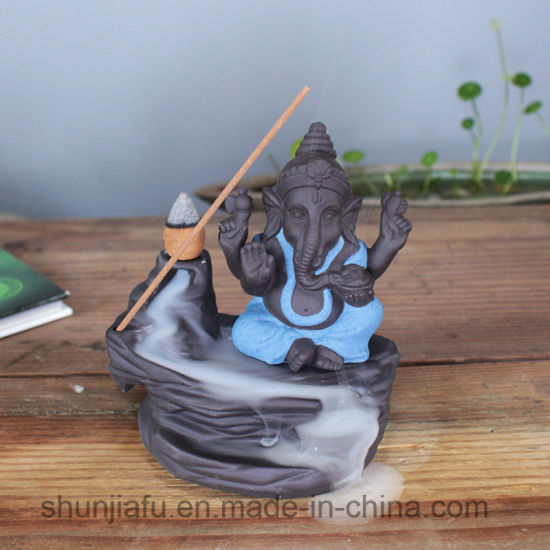 Quemador de incienso de cerámica Ganesh para decoración