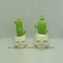 Cactus de cerámica con cabeza de calavera Muebles para el hogar