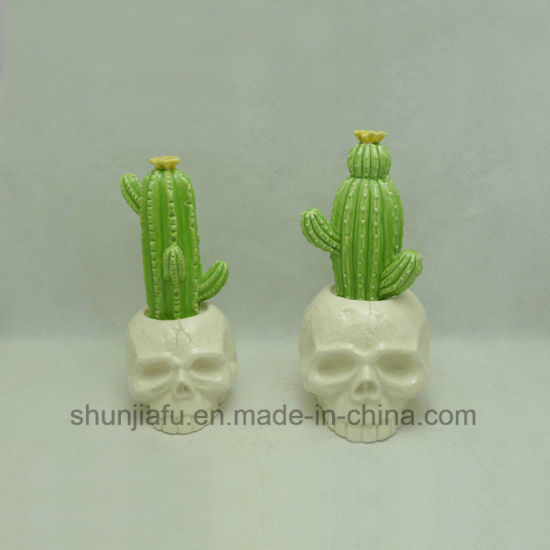 Cactus de cerámica con cabeza de calavera Muebles para el hogar