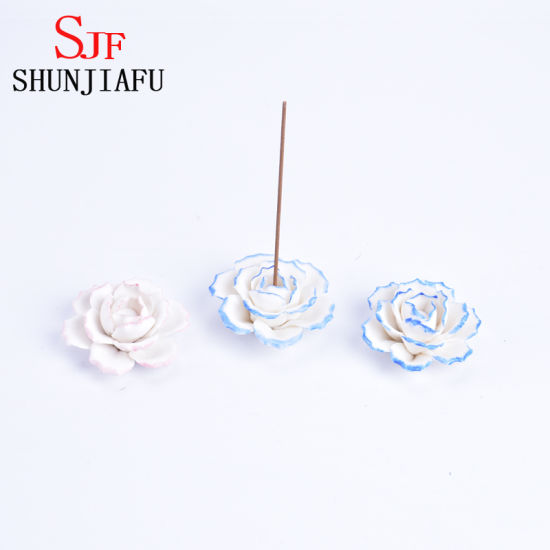 Quemador de incienso tipo flor de cerámica hecho a mano para palos