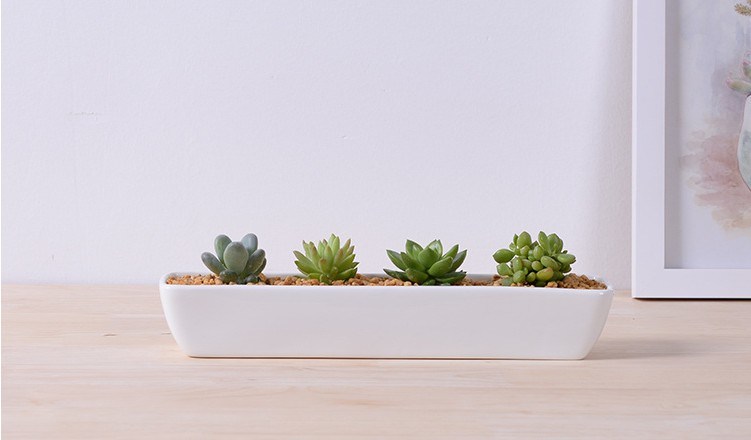 Maceta de cer&aacute;mica blanca cuadrada