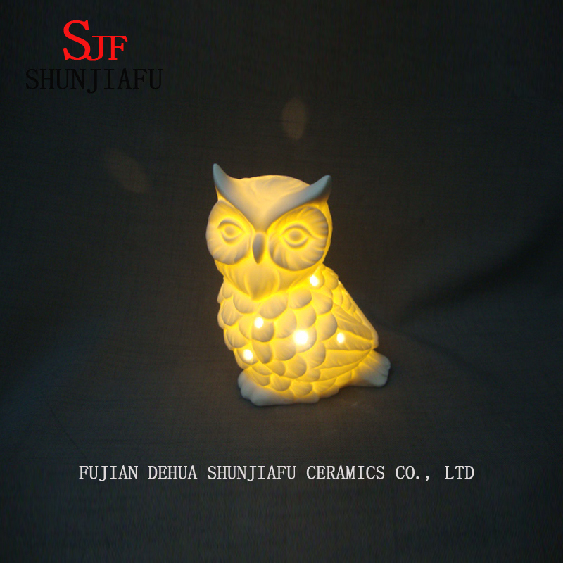 Owl Night Light con bater&iacute;a LED Cer&aacute;mica Decoraci&oacute;n Muebles.
