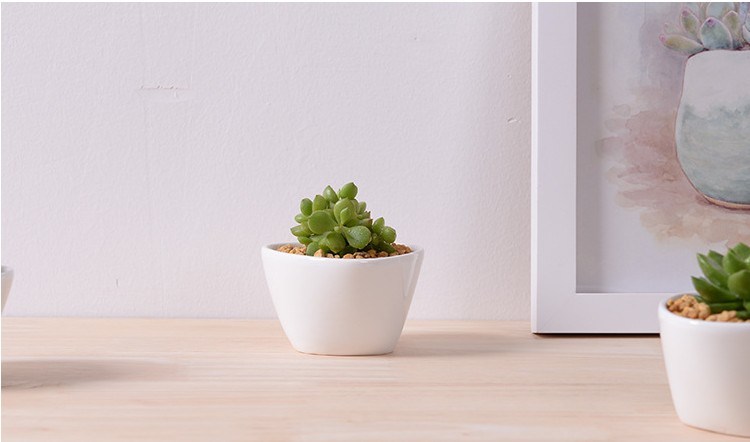 Creative Desktop - Tri&aacute;ngulo de cer&aacute;mica, mini maceta blanca