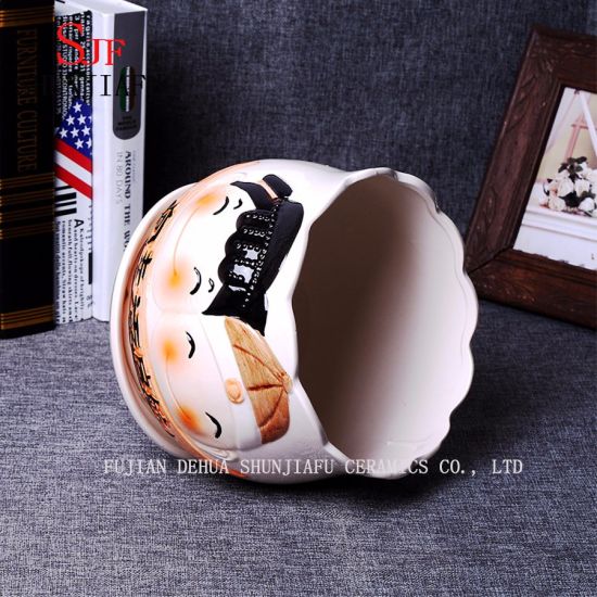 Regalos y decoración Maceta de cerámica con patrón de muñeca linda Maceta redonda