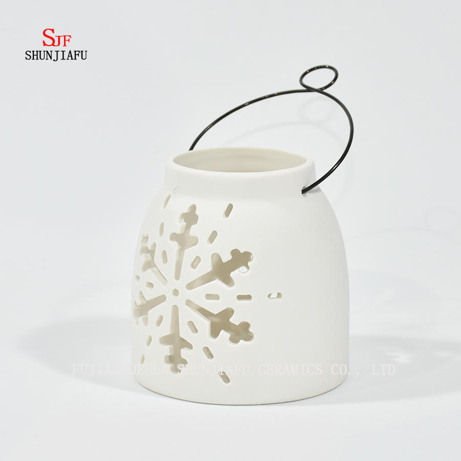 Dise&ntilde;o de cer&aacute;mica blanca Tea Light Storm Lantern - Candelero