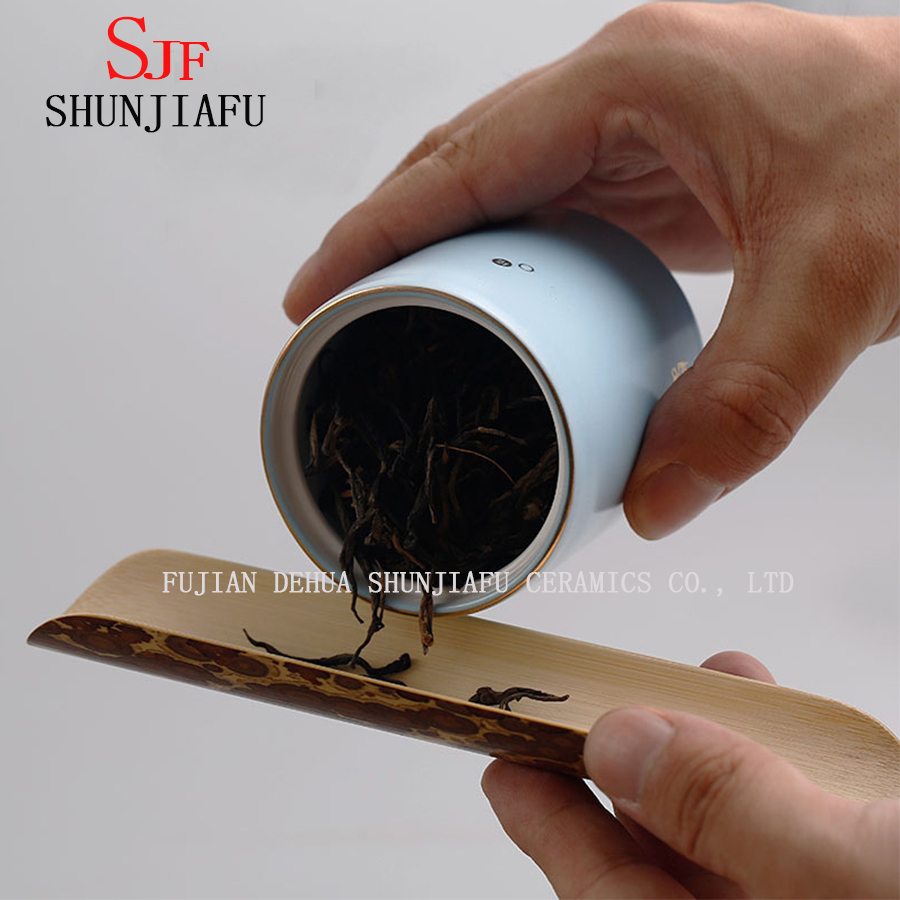 Tea Caddy Green Tea Pot Bote de almacenamiento Jarra de t&eacute; de cer&aacute;mica
