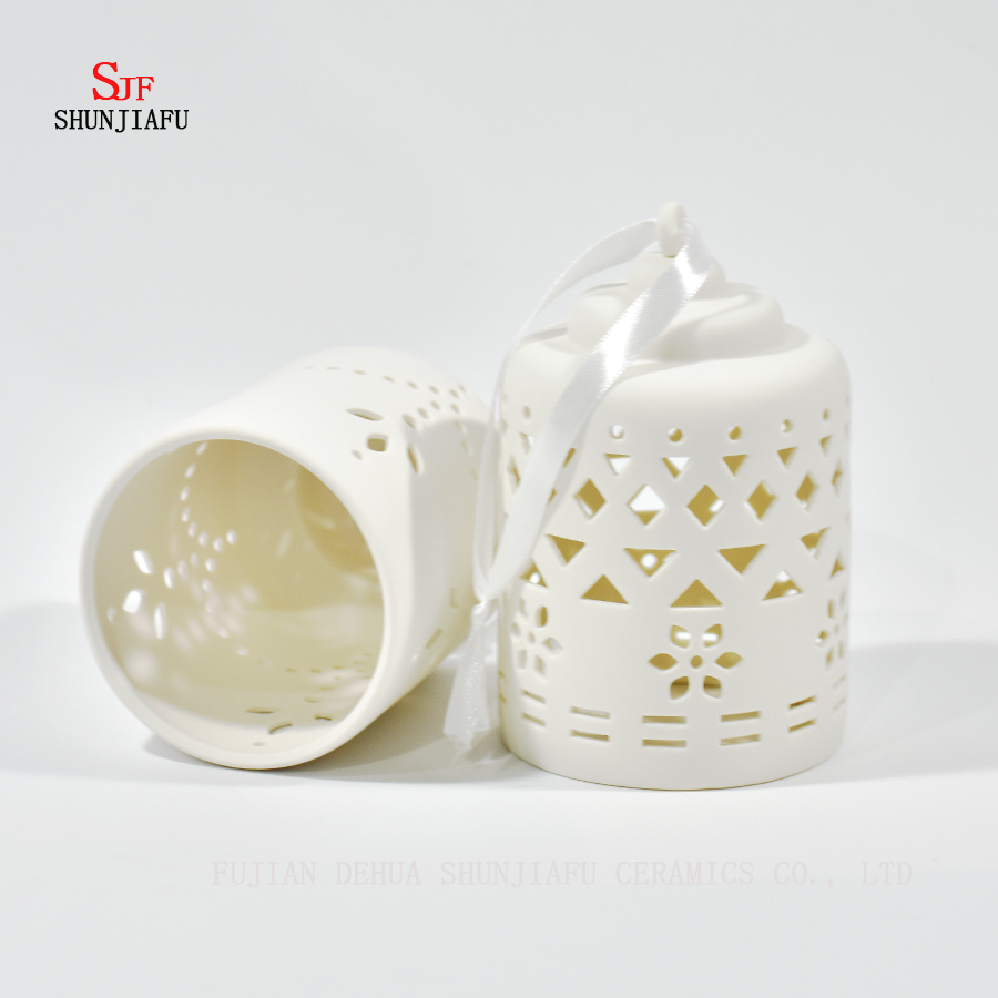 Candelabro de candelabro de cer&aacute;mica Candelero para luces de t&eacute; tallado por m&aacute;quina / C