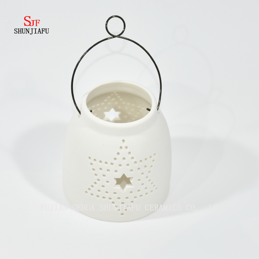 Dise&ntilde;o de cer&aacute;mica blanca Tea Light Storm Lantern