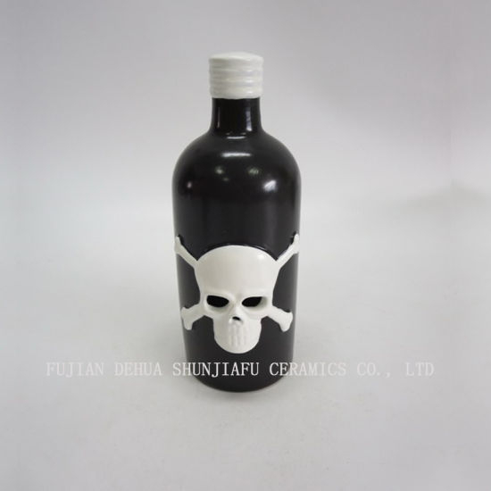 Botella de adornos de calavera de recuerdo de cerámica