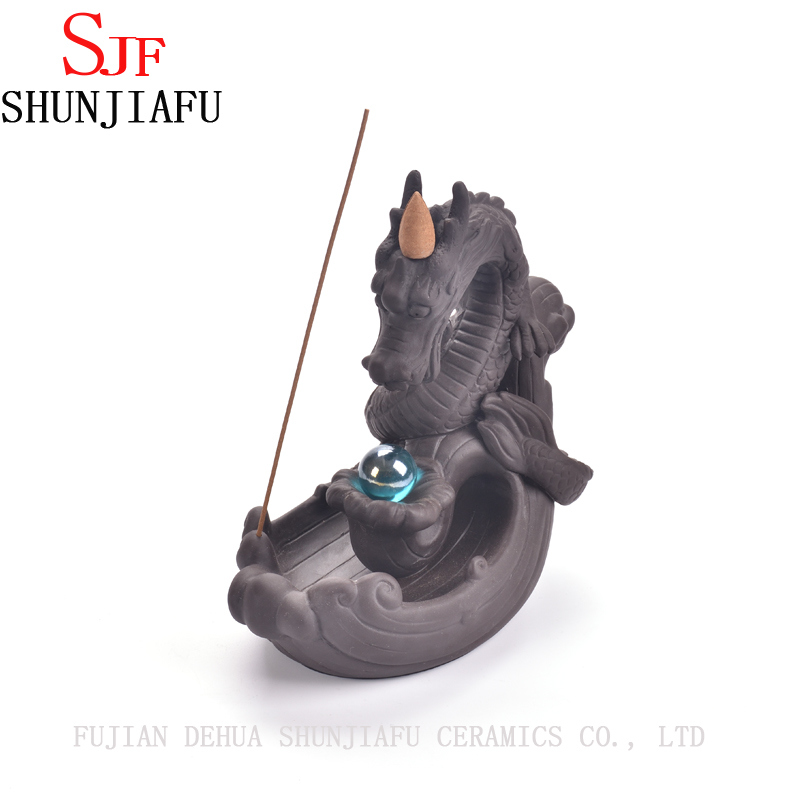 Quemador de incienso de reflujo de drag&oacute;n de cer&aacute;mica