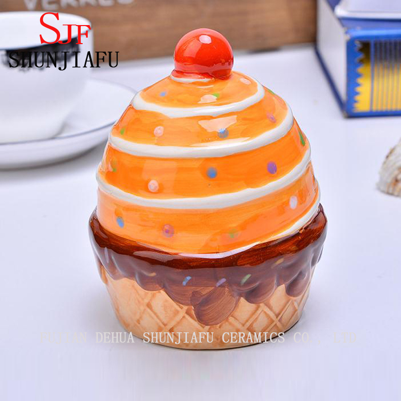 Banco de monedas de helado de cer&aacute;mica para regalo