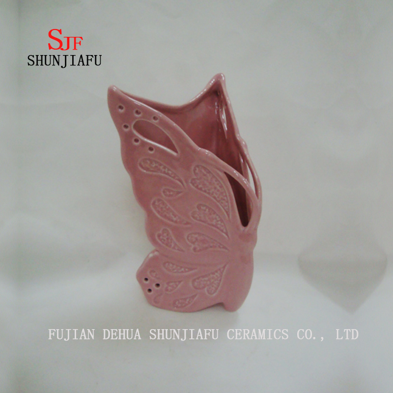 Florero de cer&aacute;mica de mesa de mariposa multifunci&oacute;n de 4 colores para tubo de flores o palillos