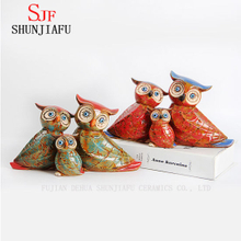 3 PCS / Set Ceramic Owl Design Cute Organizador de escritorio Decoración para el hogar y la oficina.