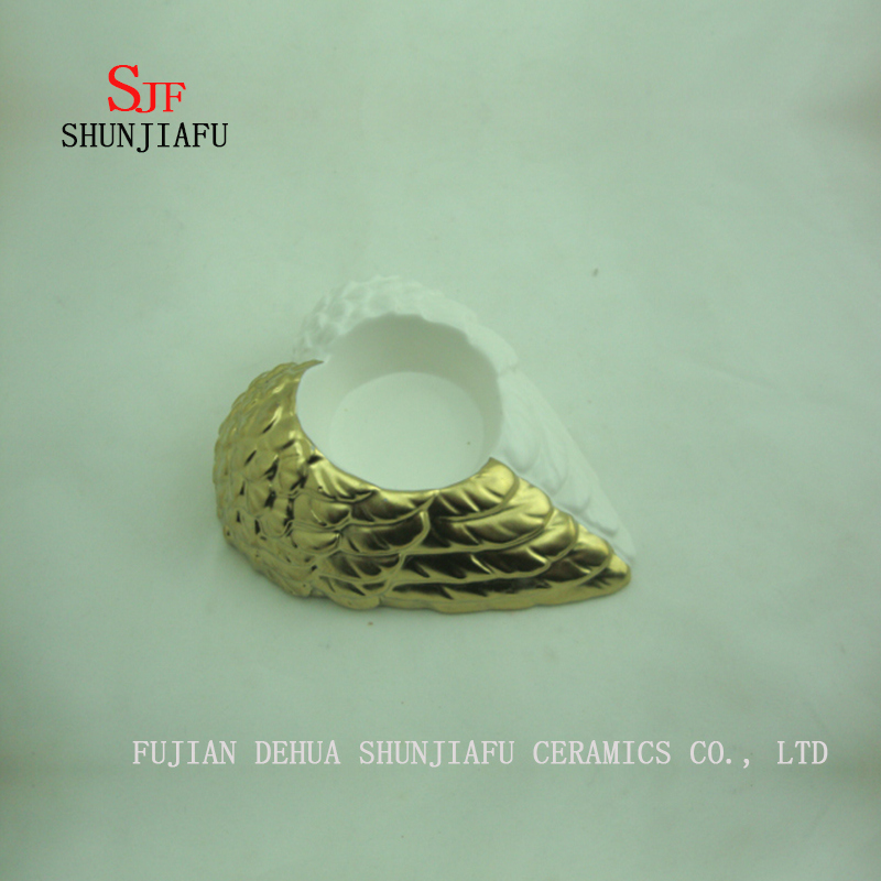 Angel Wings Candle Holder Ornament Birthday Christmas Gift, titulares de cer&aacute;mica