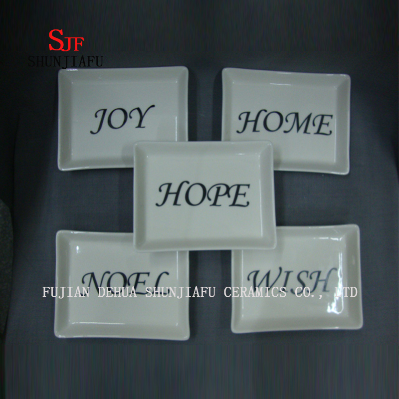 Platos con forma de rect&aacute;ngulo 5 juegos y platos de cer&aacute;mica de Navidad Platos de aperitivo Platillos de porcelana Taz&oacute;n Vajilla