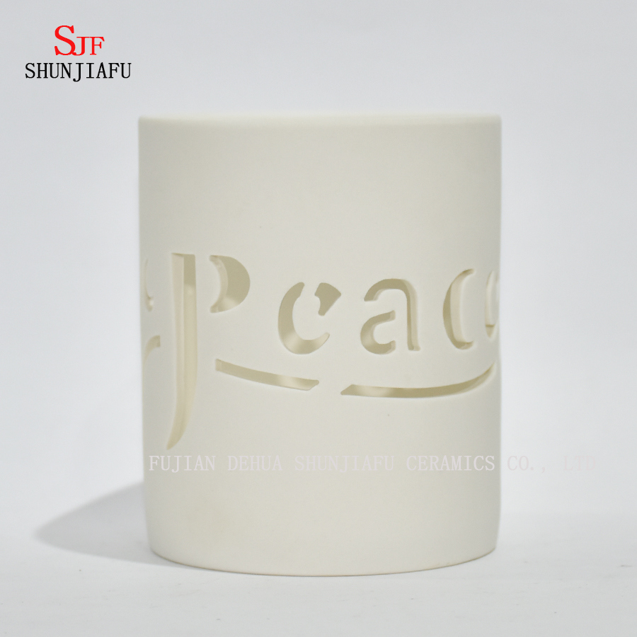 Candelabro de candelabro de cer&aacute;mica Candelero para luces de t&eacute; tallado por m&aacute;quina / a