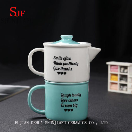 Taza de té de porcelana de alto grado de viaje personal portátil rápido