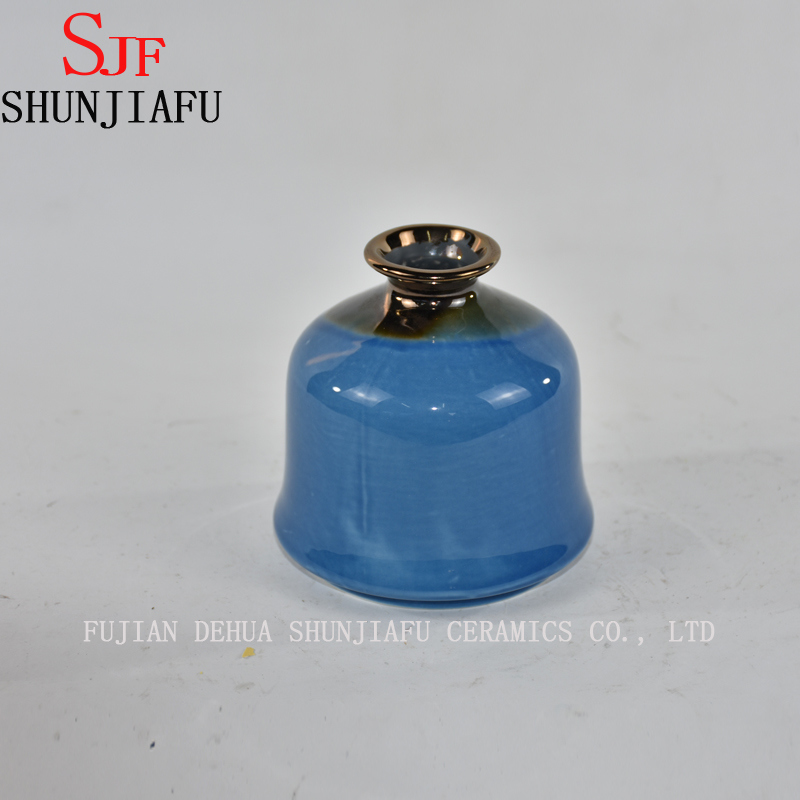 Florero de cer&aacute;mica para decoraci&oacute;n del hogar Acabado de agua esmaltada (azul)