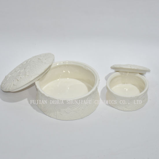 Sostenedor de joyería superior de cerámica / aparador blanco de diseño redondeado elevado decorativo