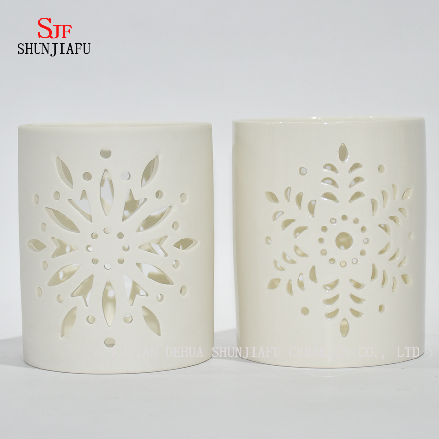 Candelabro de candelabro de cer&aacute;mica Candelero para luces de t&eacute; tallado por m&aacute;quina / a
