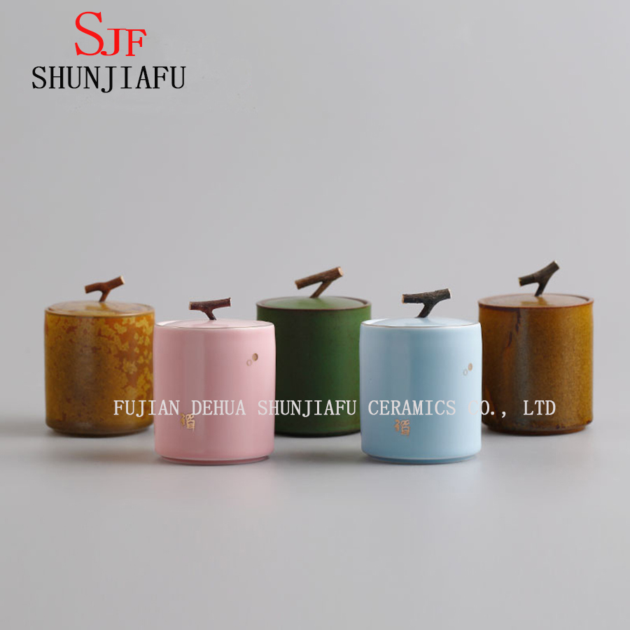 Tea Caddy Green Tea Pot Bote de almacenamiento Jarra de t&eacute; de cer&aacute;mica