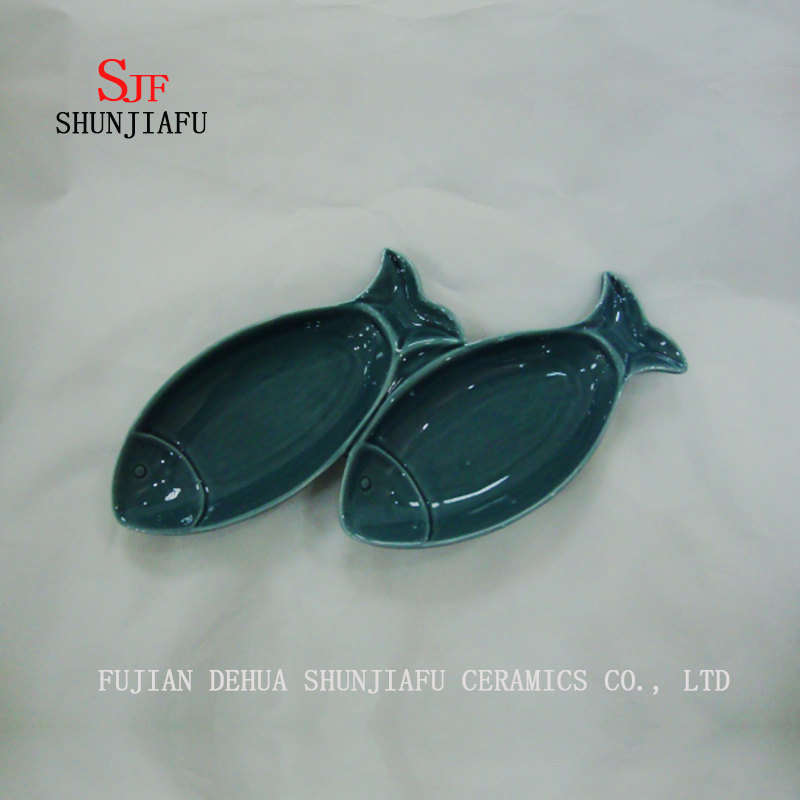 Stock Show 3PCS Placas de cer&aacute;mica R multiprop&oacute;sito, platillos de porcelana multicolor Juego de vajilla para vinagre / ensalada Salsa de soja / Wasabi / Serie de aceite de chile-Oc&eacute;ano