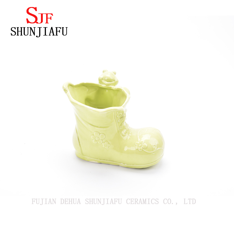 Jarr&oacute;n creativo de cer&aacute;mica con rana para la decoraci&oacute;n de la sala de estar