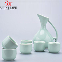 Juego de sake verde de cerámica para decoración del hogar