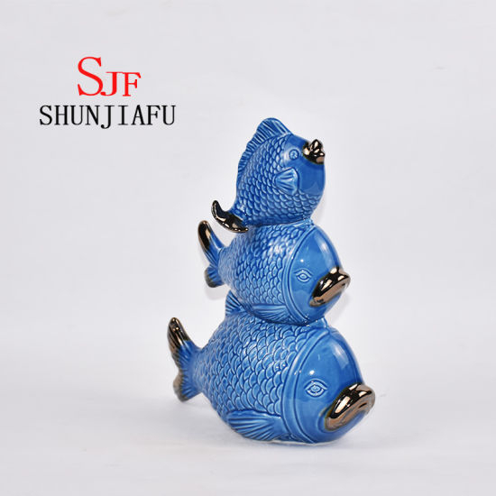 Familia armoniosa de cerámica de tres peces para decoraciones del hogar