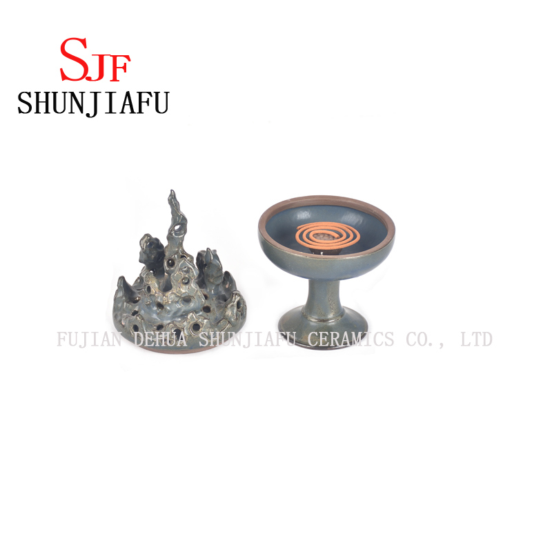 Quemador de incienso de cer&aacute;mica tipo tr&iacute;pode &uacute;nico