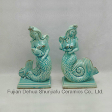 Sujetalibros de cerámica de sirena para la decoración del hogar