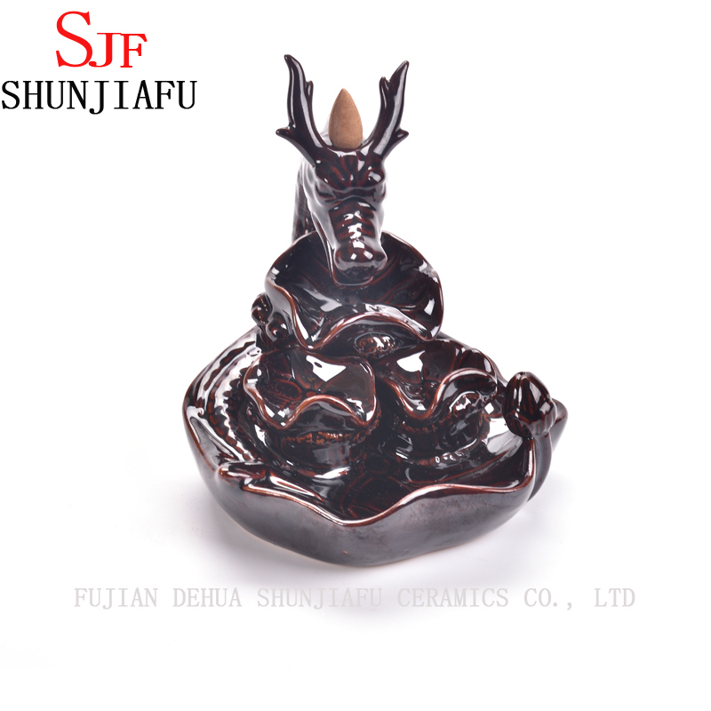 Quemador de incienso de reflujo de drag&oacute;n de cer&aacute;mica