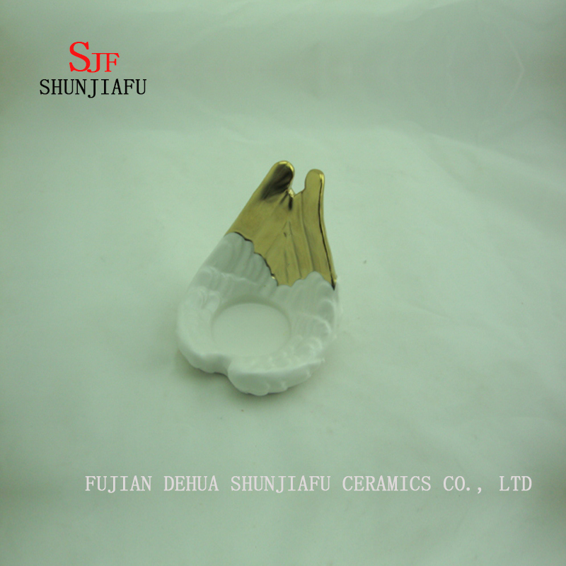 Angel Wings Candle Holder Ornament Birthday Christmas Gift, titulares de cer&aacute;mica