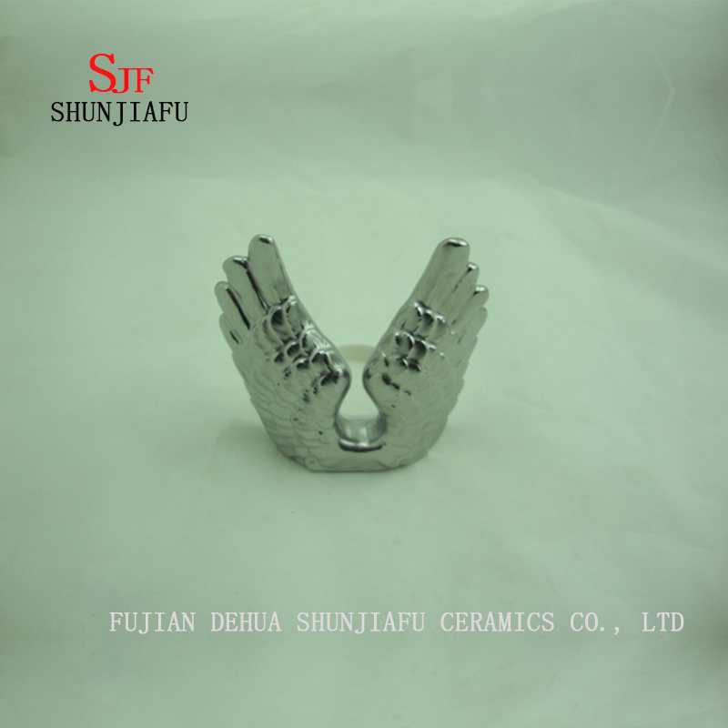 Angel Wings Vela parpadeante Velas de boda de cumplea&ntilde;os, Portavelas de cer&aacute;mica