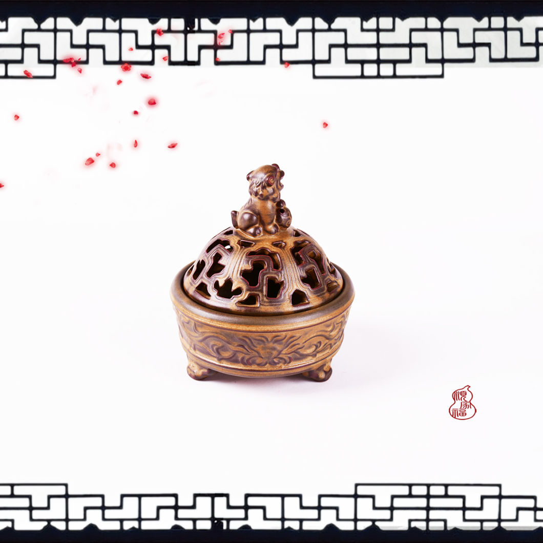 un solo quemador de incienso de le&oacute;n Incensario de quemador de incienso de estilo cl&aacute;sico