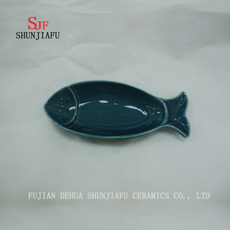 Plato de pescado de cer&aacute;mica Vajilla multiusos Platos para la cena-Ocean Series