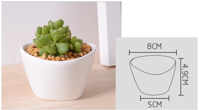 Creative Desktop - Tri&aacute;ngulo de cer&aacute;mica, mini maceta blanca