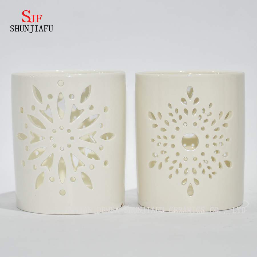 Candelabro de candelabro de cer&aacute;mica Candelero para luces de t&eacute; tallado por m&aacute;quina / a